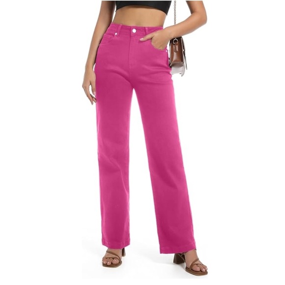 Guaile Women's Jeans High Waisted Stretchy Jeans Wide Leg Tummy Control Denim - Picture 12 of 12